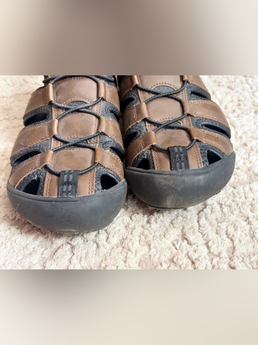 Khombu Brown & Black Travis Hiking Men's Fisherman Sandals w Toggle Lacing 11M - Picture 10 of 12